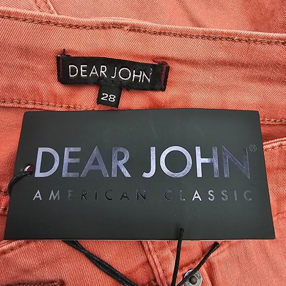 Dear John Womans size 28 American Classic Cuffed Denim Jean Shorts in Salmon NEW - Picture 6 of 8
